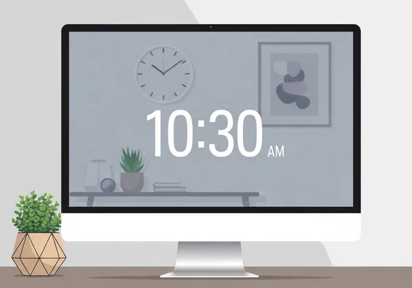 Elegant digital clock display on a screen