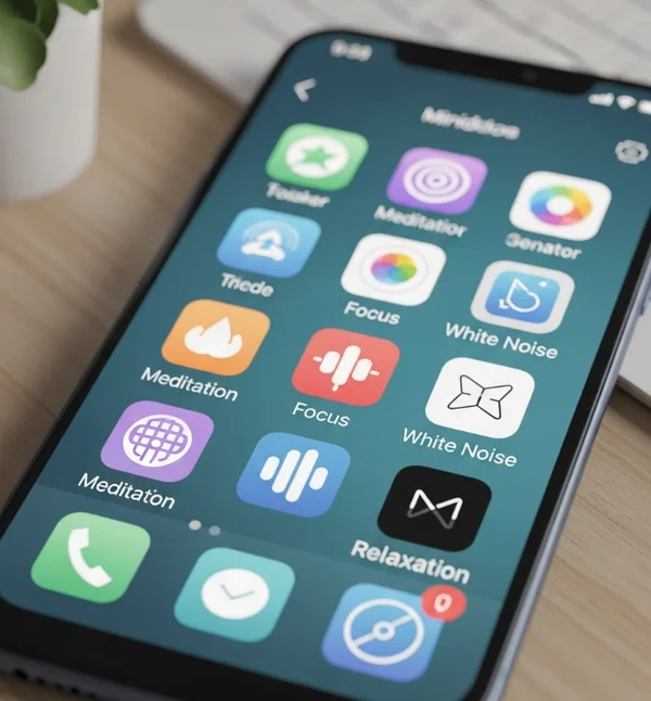 Selection of mindful apps on a phone
