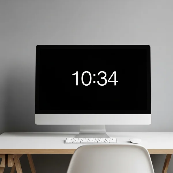 Une horloge en plein écran propre et minimaliste sur un moniteur