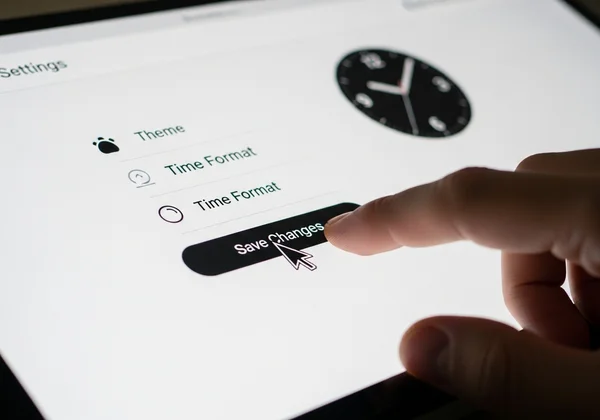 Close-up of the 'Save Changes' button in TimeScreen settings.
