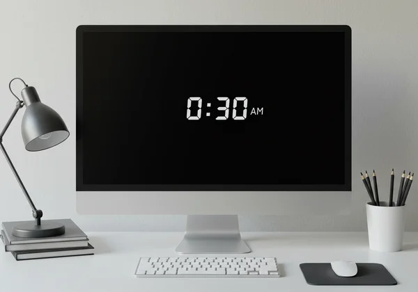 TimeScreen full-screen online clock on a desktop monitor