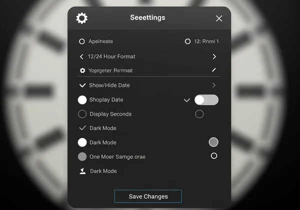 Settings menu for online clock showing format.