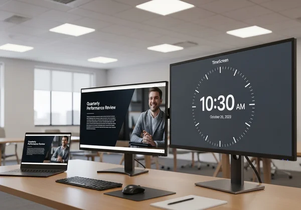 TimeScreen full screen clock on a second monitor for presentation