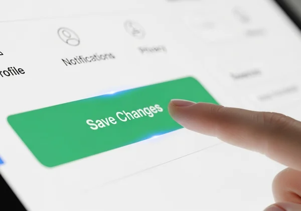 Hand clicking "Save Changes" button in TimeScreen settings panel