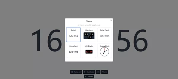 Opciones de tema de Pantalla de tiempo